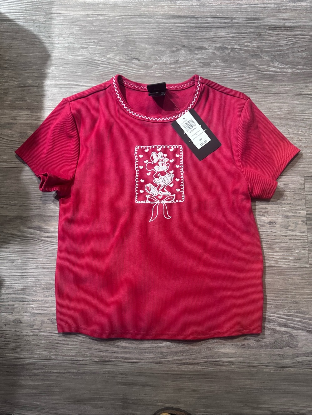 NWT $36.90 Disney Lunchbox • Shirt • Minnie Mouse • Embroidered • Red White • M